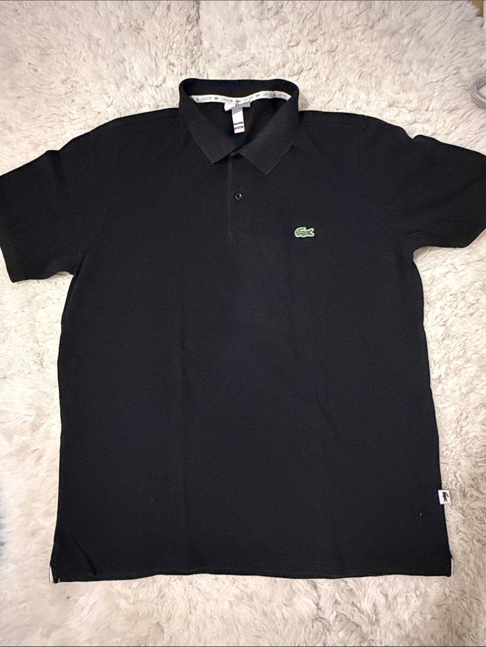 Lacoste Men's Black Polo with Green Crocodile Logo XXL